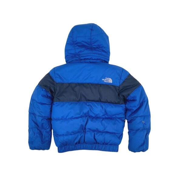 The North Face Boys XS Insulated Hooded Puffer Jacket Goose Down Blue Coat - Picture 2 of 9